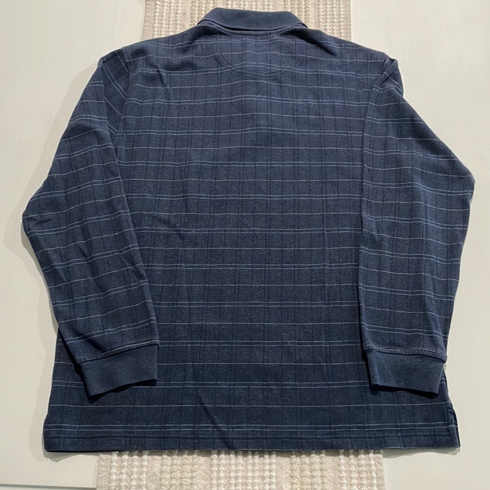Van Heusen dark blue window pane longsleeve polo. Men's L. Excellent condition. - Picture 6 of 6